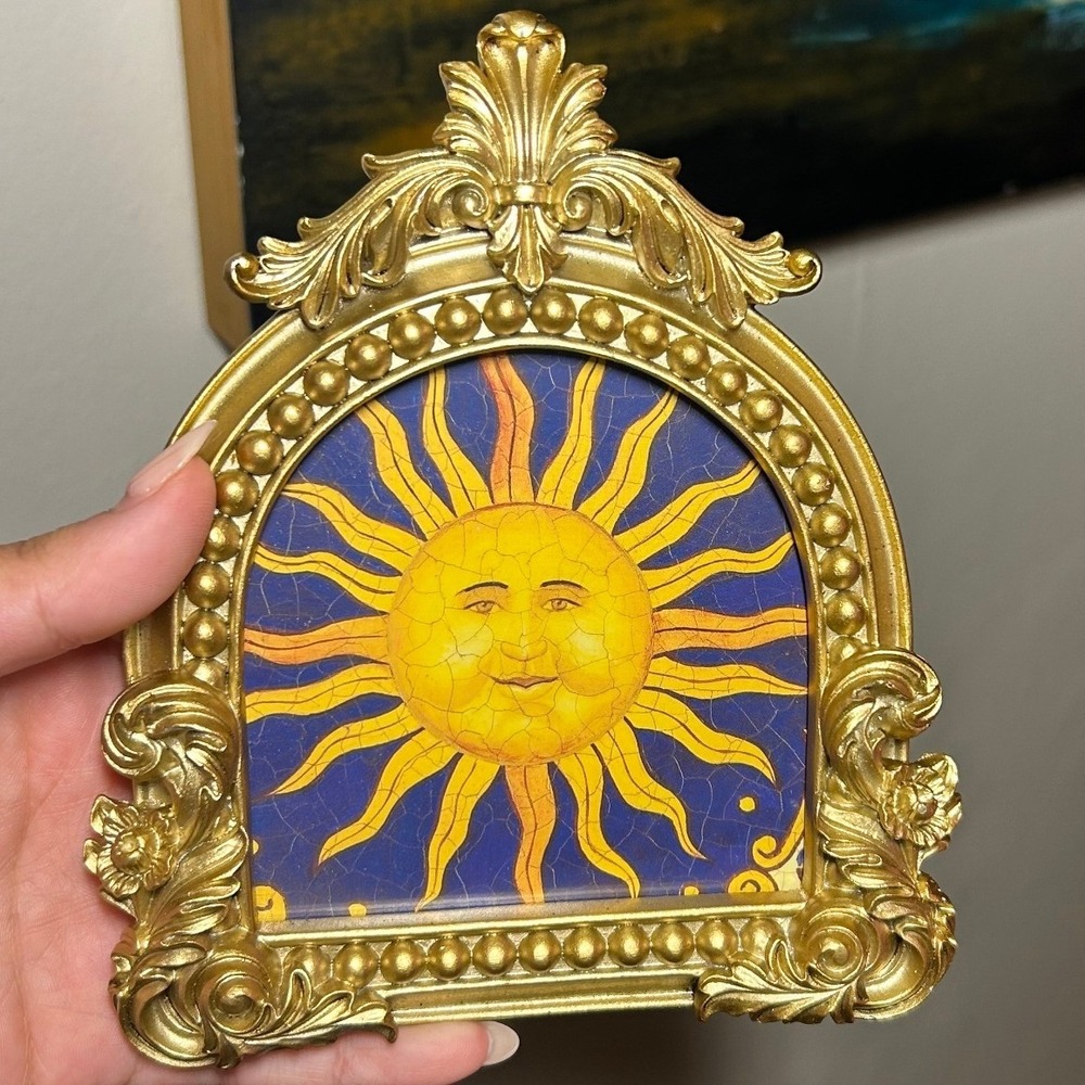 Markings Framed Art 5x6 Gold Vintage Celestial Sun Marco Fabiano 1999 Ornate